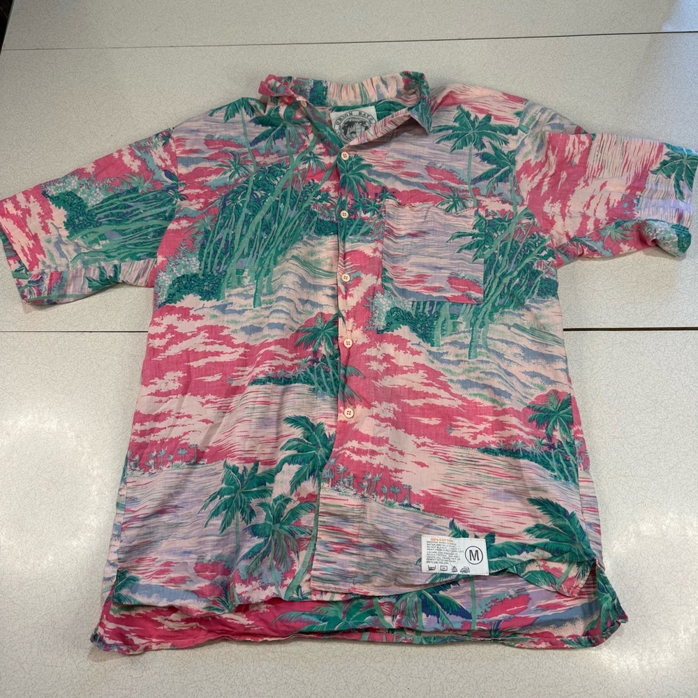 UNIONBAY Pink and Green Tropical Men's Shirt